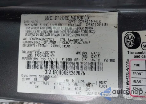 2011 Ford Fusion Se z USA, uszkodzony, nr VIN 3FAHP0HG0BR269026